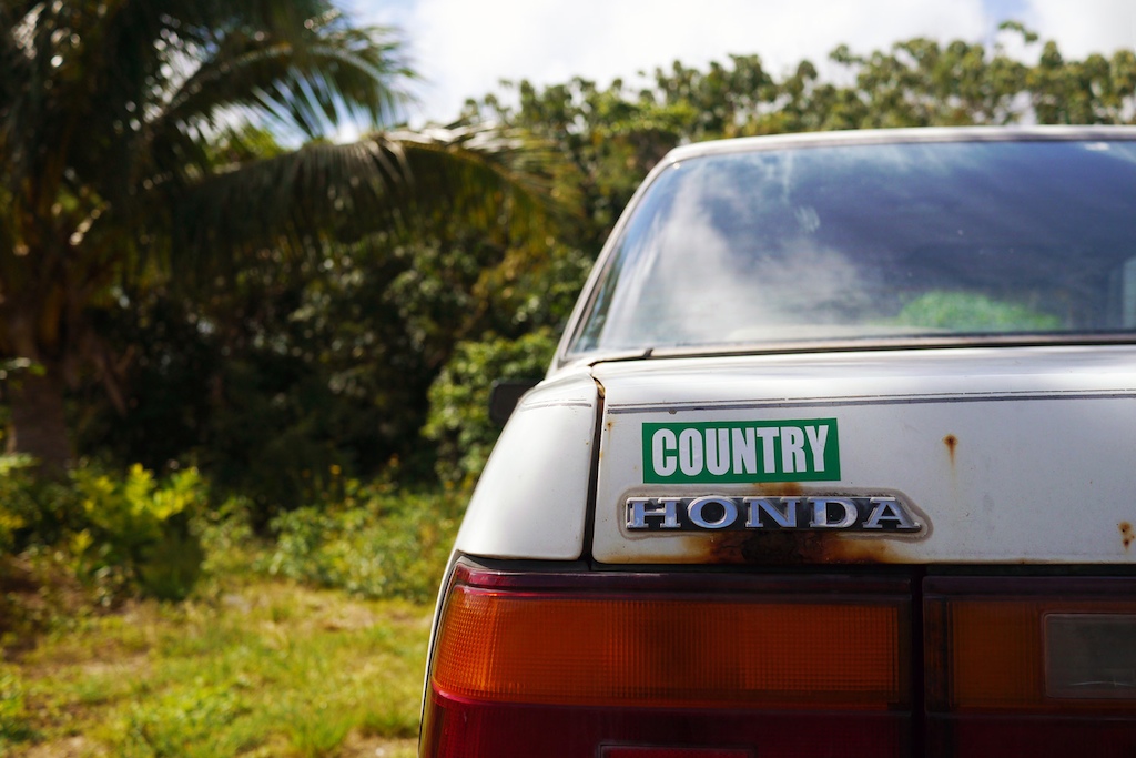 Keep The Country Country sticker on my car, Laie, Oahu, Hawaii