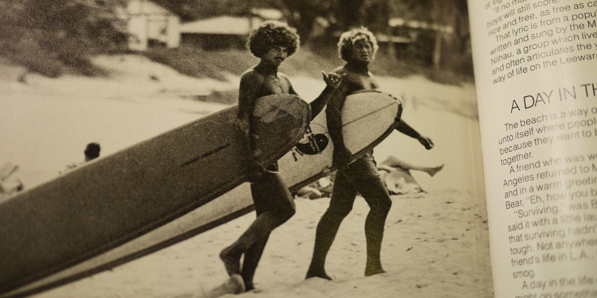 Buffalo Keaulana and Teddy Bear Davis by Jeff Divine, Surfer Magazine 1979