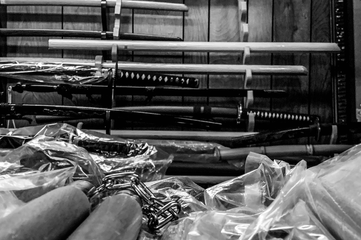 Tsubas (Japanese sword hand guards) on display at Kiyota Co. Kiyota Martial Arts Supply Baltimore