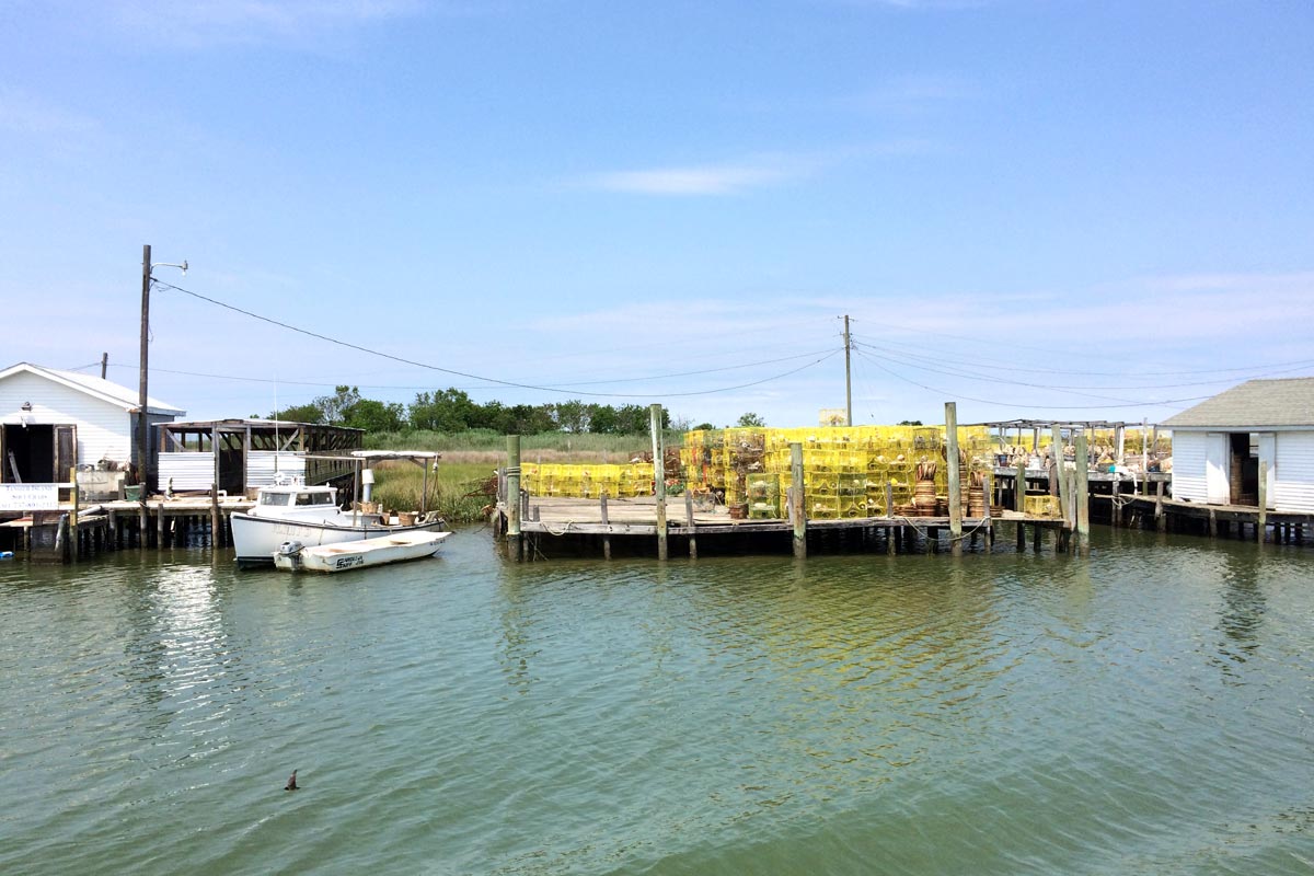 Crab shacks on Tangier Island